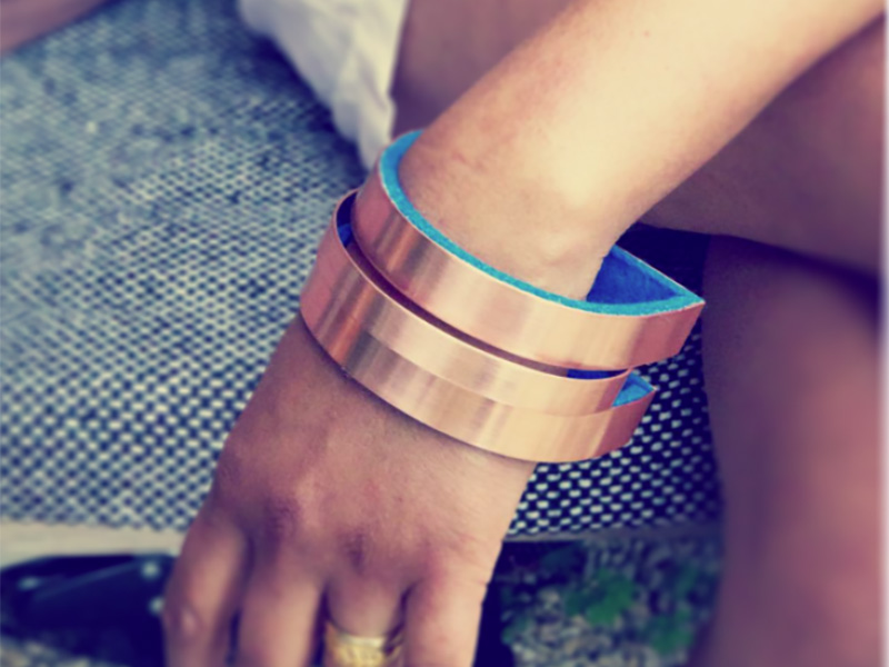 Copper and Velvet Bracelet